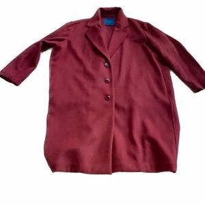 Wool knee length deep red coat